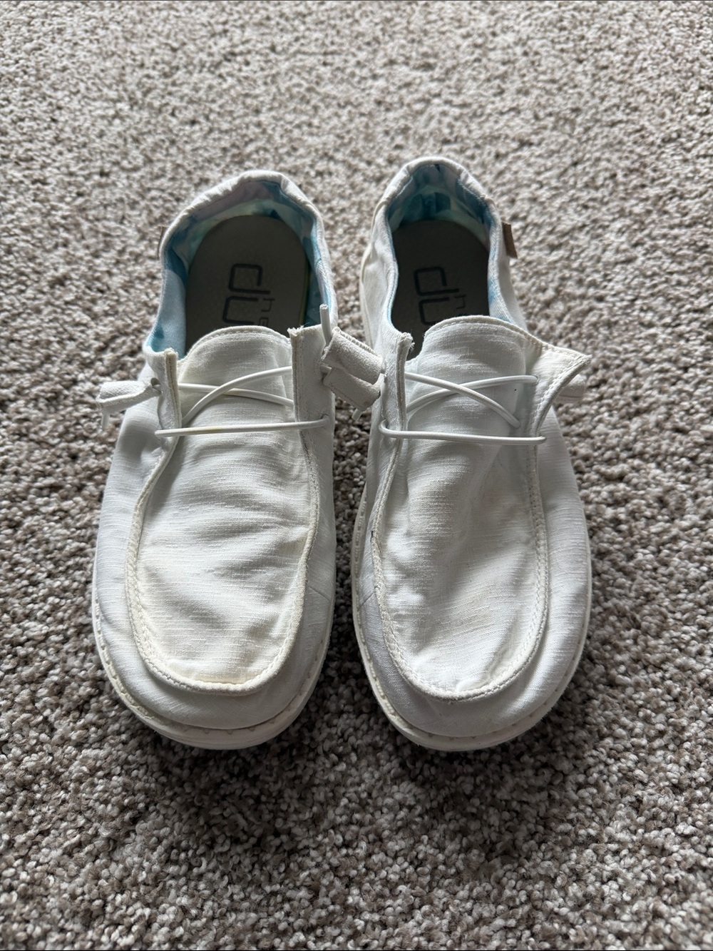 Hey Dude Womens White Canvas Slip-On Loafers